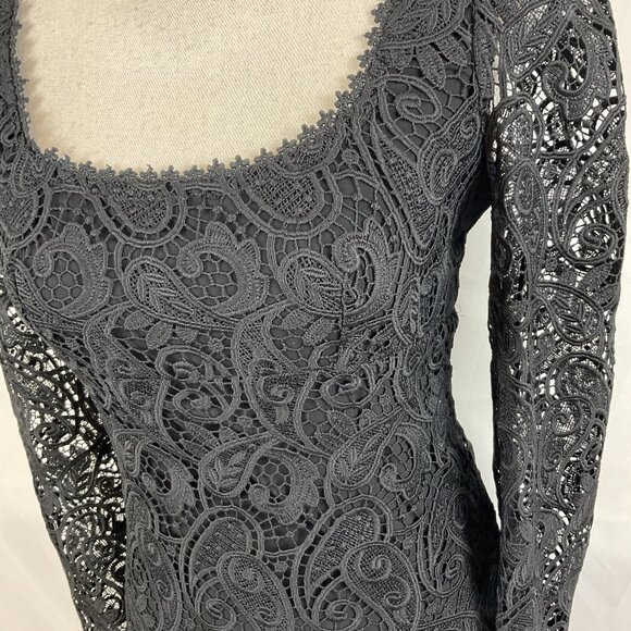 Maeve by Anthropologie Dress US 0 Black Lace Overlay Long Sleeve New NWT - Picture 6 of 13